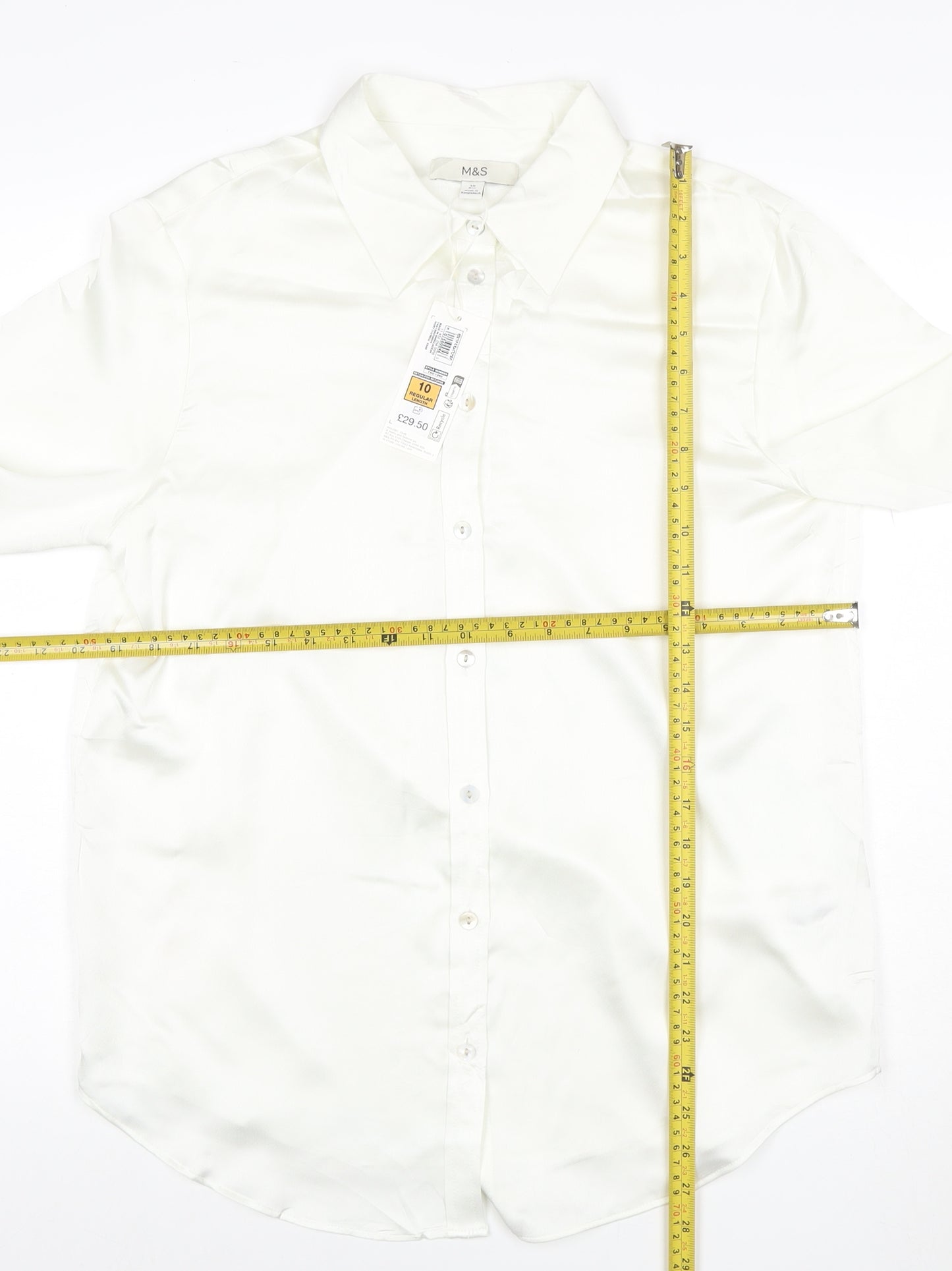Marks and Spencer Women White Button-Up Blouse Size 10 Regular
