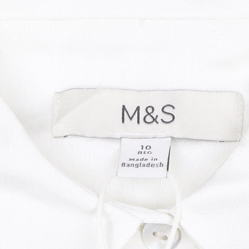 Marks and Spencer Women White Button-Up Blouse Size 10 Regular