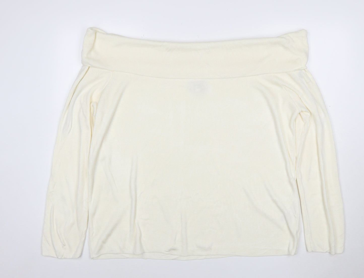 Marks and Spencer Women's Ivory Cowl Neck Long Sleeve Jumper Size 22
