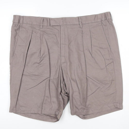 Marks and Spencer Men’s Brown Chino Pleated Shorts 42in Linen Blend