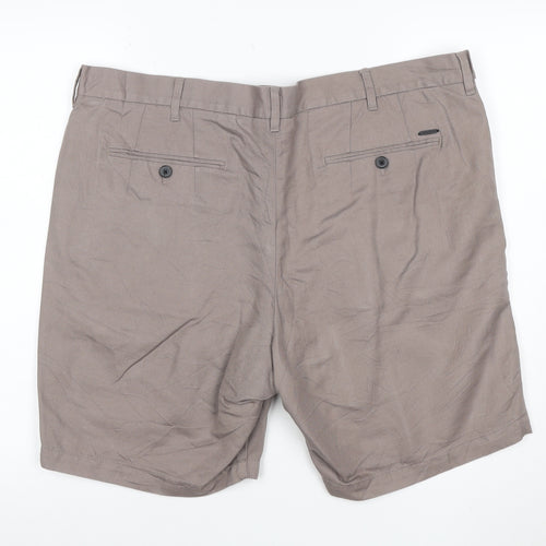 Marks and Spencer Men’s Brown Chino Pleated Shorts 42in Linen Blend