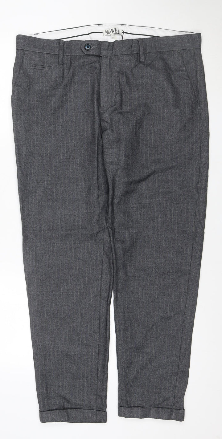 MAWHY Men's Grey Dress Pants Size 36 Regular Fit Trousers