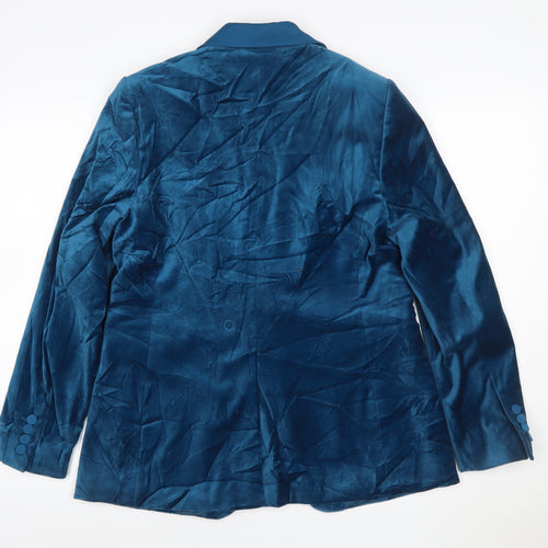 Marks and Spencer Women’s Blue Velvet Single-Breasted Blazer Size 12