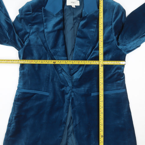 Marks and Spencer Women’s Blue Velvet Single-Breasted Blazer Size 12