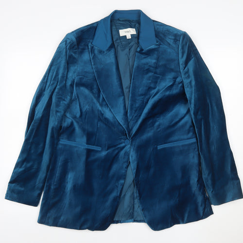 Marks and Spencer Women's Blue Velvet Blazer Size 14