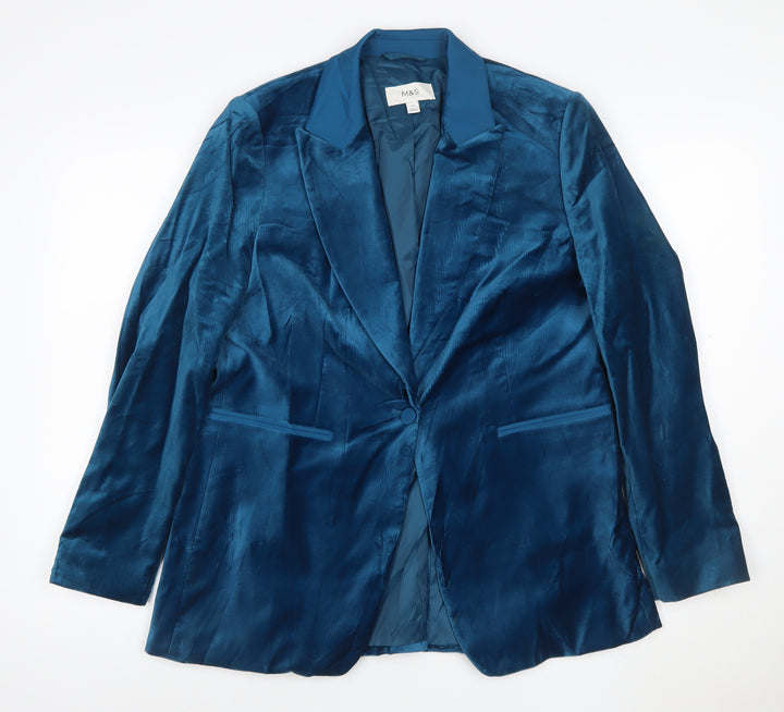 Marks and Spencer Women's Blue Velvet Blazer Size 14