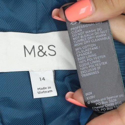 Marks and Spencer Women's Blue Velvet Blazer Size 14