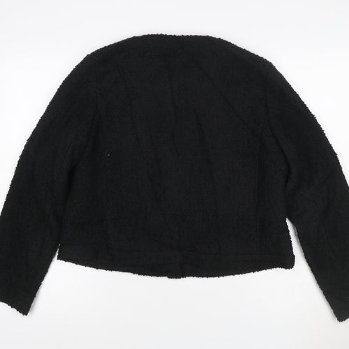 Marks and Spencer Women's Black Tweed Short Button Jacket Size 14