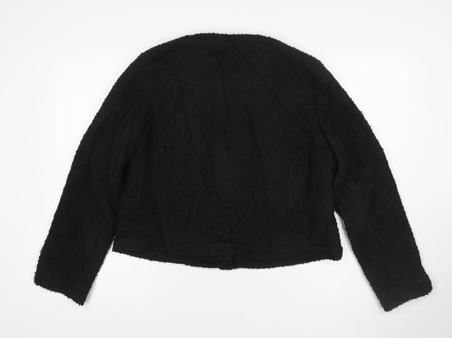 Marks and Spencer Women's Black Tweed Short Button Jacket Size 14