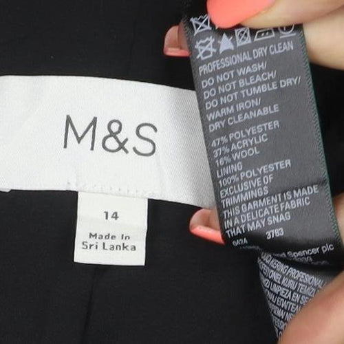 Marks and Spencer Women's Black Tweed Short Button Jacket Size 14