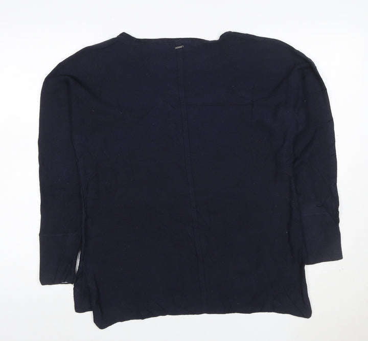 White Stuff Women's Blue Cotton Crew Neck Jumper Size 10