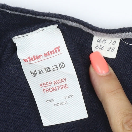 White Stuff Women's Blue Cotton Crew Neck Jumper Size 10