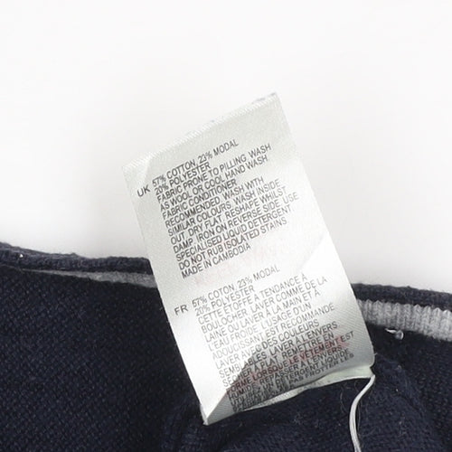 White Stuff Women's Blue Cotton Crew Neck Jumper Size 10