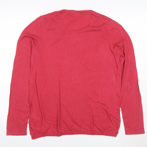 Reiss Women's Red Cotton Wool Crew Neck Long Sleeve Jumper Size S