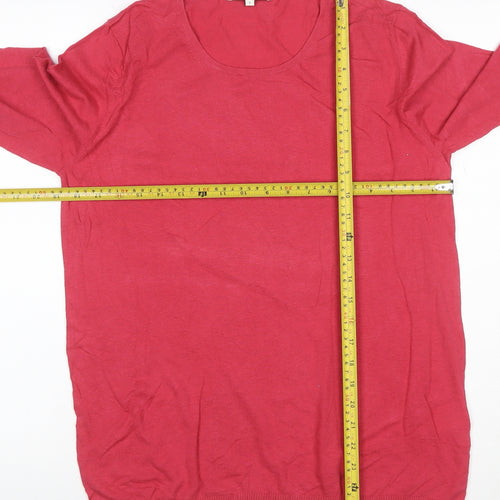 Reiss Women's Red Cotton Wool Crew Neck Long Sleeve Jumper Size S