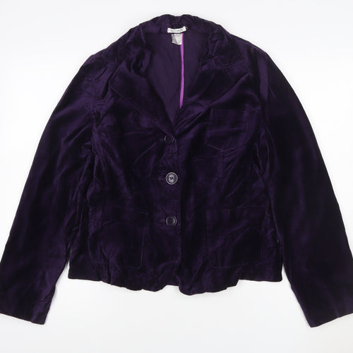 Soft Grey Women's Purple Velvet Blazer Jacket Size 14
