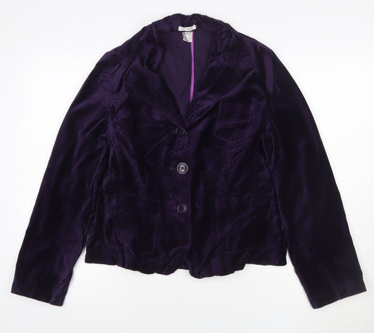 Soft Grey Women's Purple Velvet Blazer Jacket Size 14