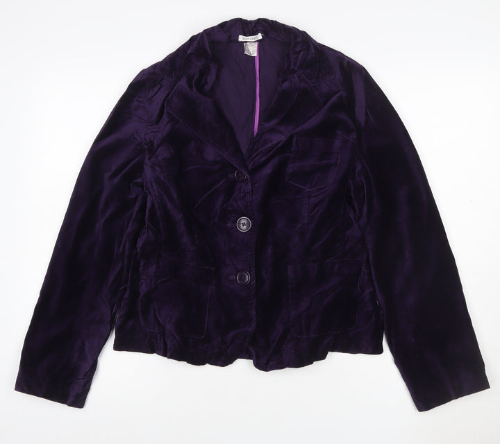 Soft Grey Women's Purple Velvet Blazer Jacket Size 14