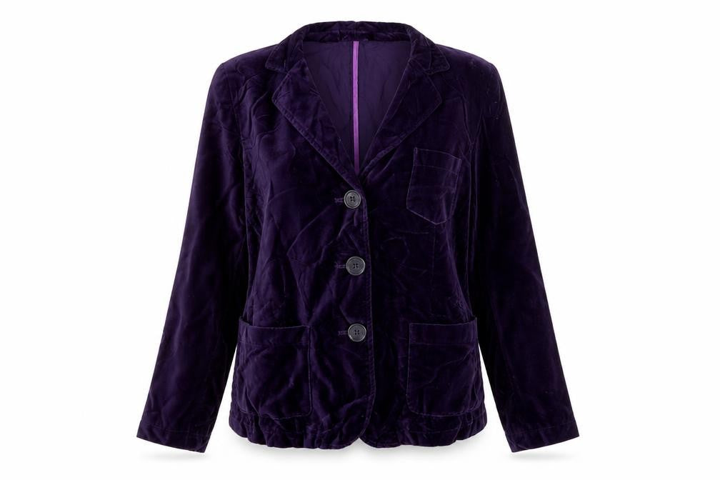 Soft Grey Women's Purple Velvet Blazer Jacket Size 14