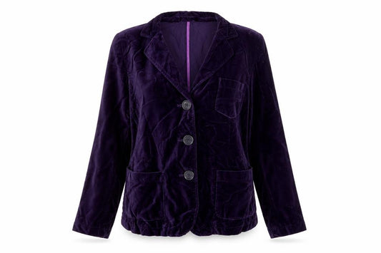 Soft Grey Women's Purple Velvet Blazer Jacket Size 14