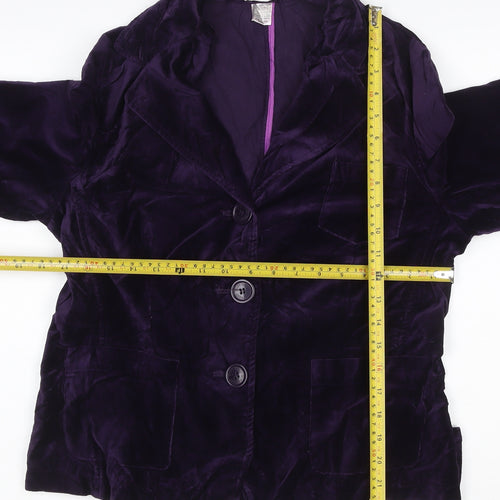 Soft Grey Women's Purple Velvet Blazer Jacket Size 14