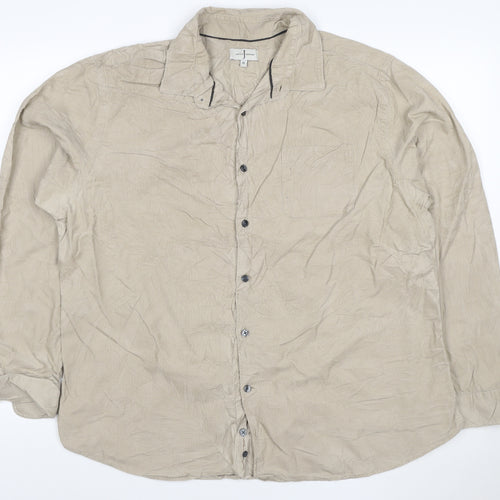 Jasper Conran Men's Beige Cotton Linen Long Sleeve Shirt XL