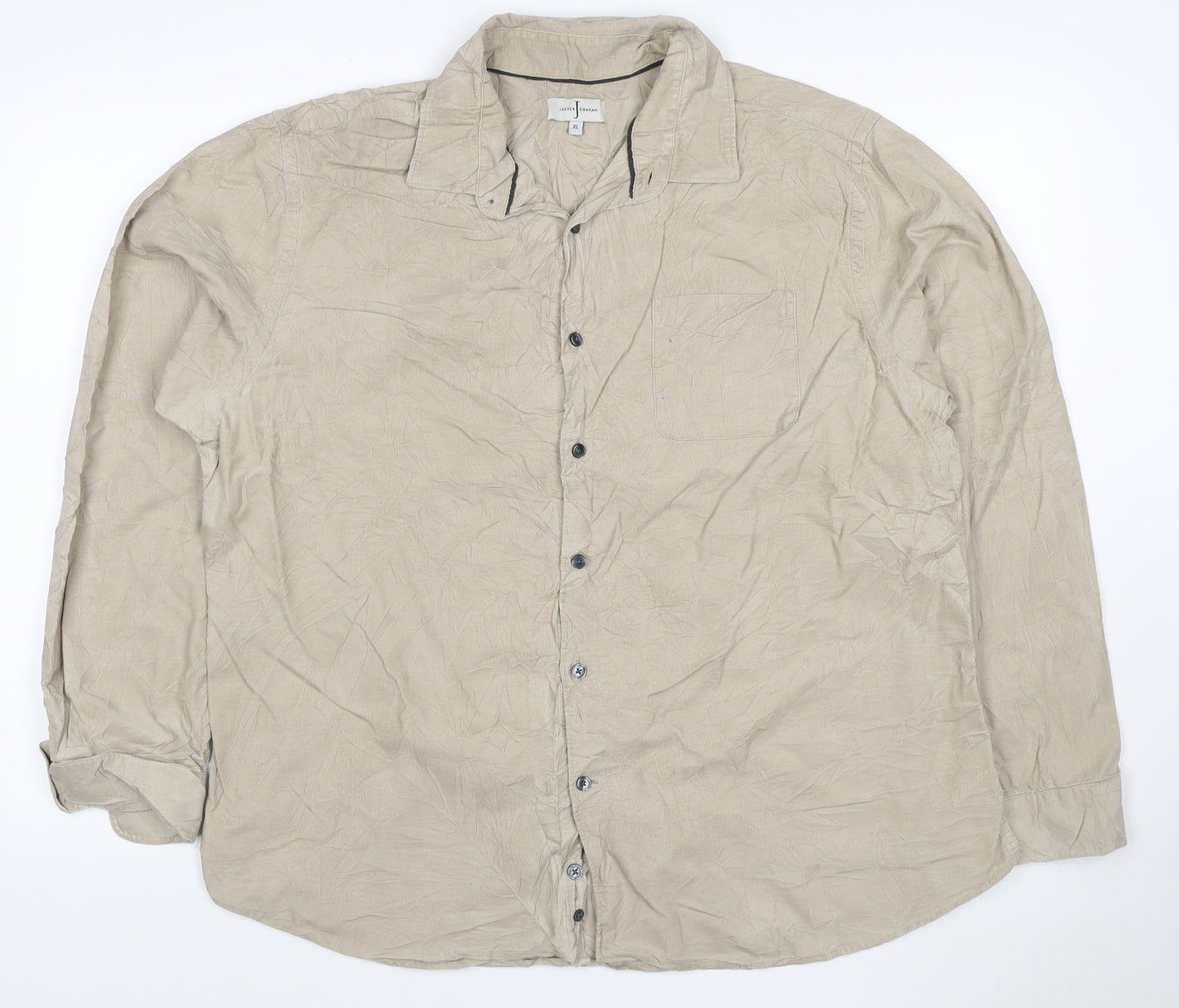 Jasper Conran Men's Beige Cotton Linen Long Sleeve Shirt XL