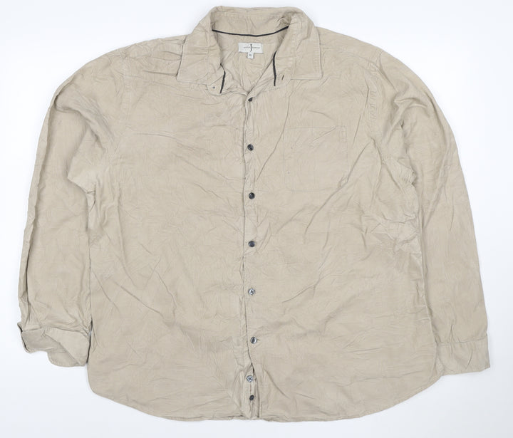 Jasper Conran Men's Beige Cotton Linen Long Sleeve Shirt XL