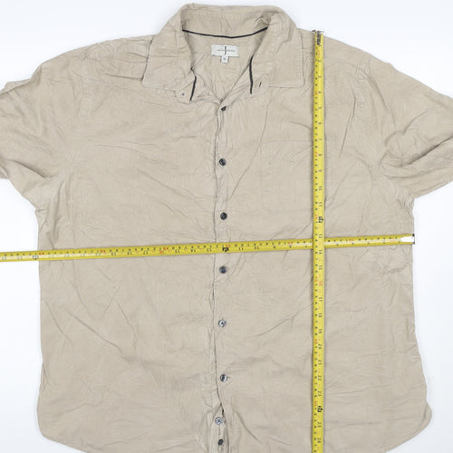 Jasper Conran Men's Beige Cotton Linen Long Sleeve Shirt XL