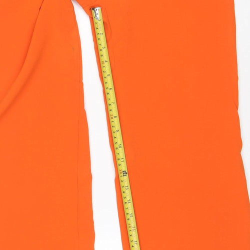 Zara Womens Orange Wide-Leg Crepe Trousers XS High Rise