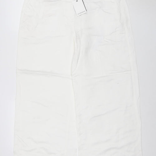 Marks and Spencer Autograph Women’s White Linen Blend Wide-Leg Trousers Size 14