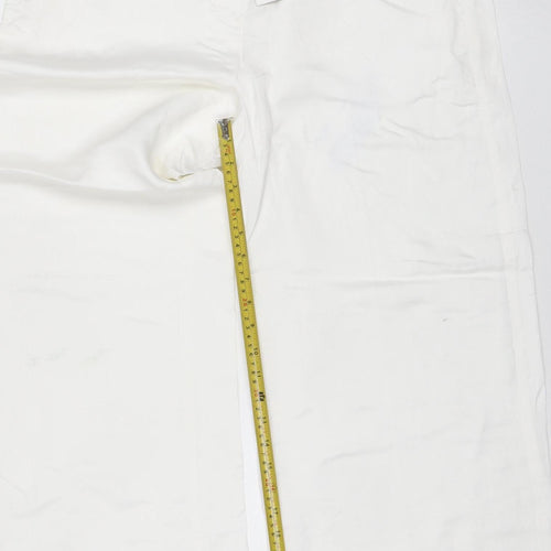 Marks and Spencer Autograph Women’s White Linen Blend Wide-Leg Trousers Size 14