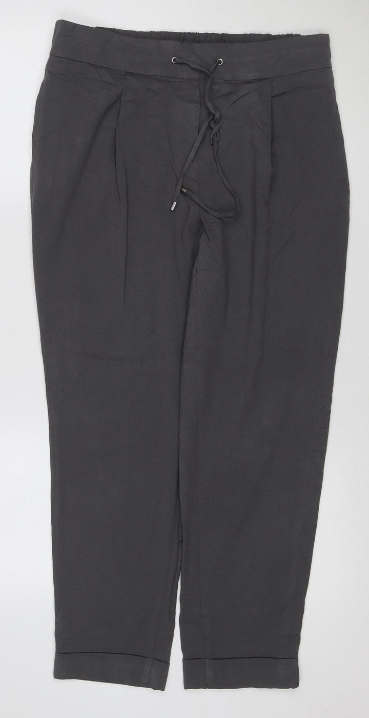 Marks and Spencer Women’s Grey Regular Tapered Crepe Trousers Size 14
