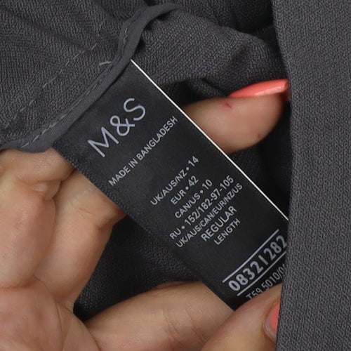 Marks and Spencer Women’s Grey Regular Tapered Crepe Trousers Size 14