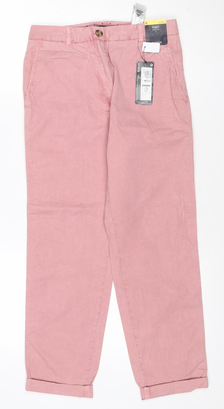 Marks and Spencer Women Pink Straight Cotton Jeans Size 6