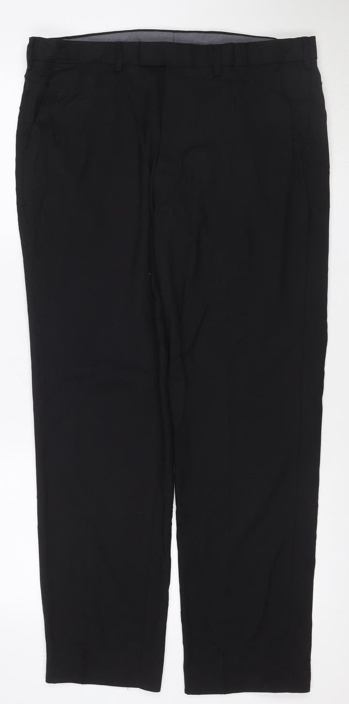Marks and Spencer Men's Black 36 Regular Fit Dress Trousers