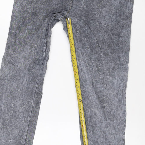 Next Womens Grey Acid Wash Jegging Jeans Size 14 Elastic Waist