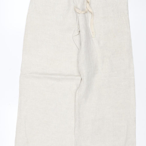 Marks and Spencer Women Beige Linen Wide Leg Trousers UK 8