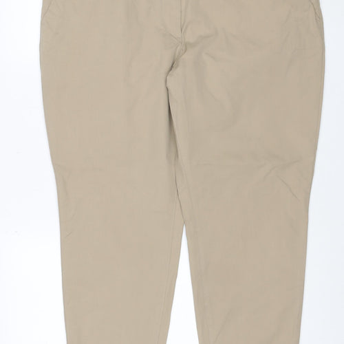 Marks and Spencer Women's Beige Chino Trousers Size 18 Cotton Blend