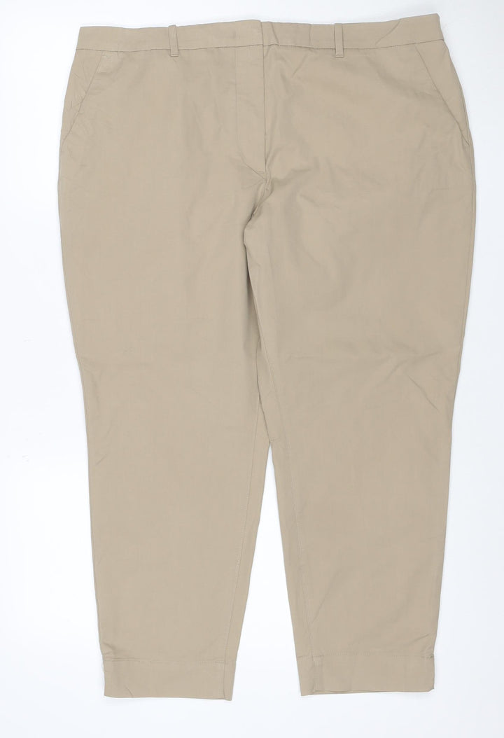 Marks and Spencer Women's Beige Chino Trousers Size 18 Cotton Blend