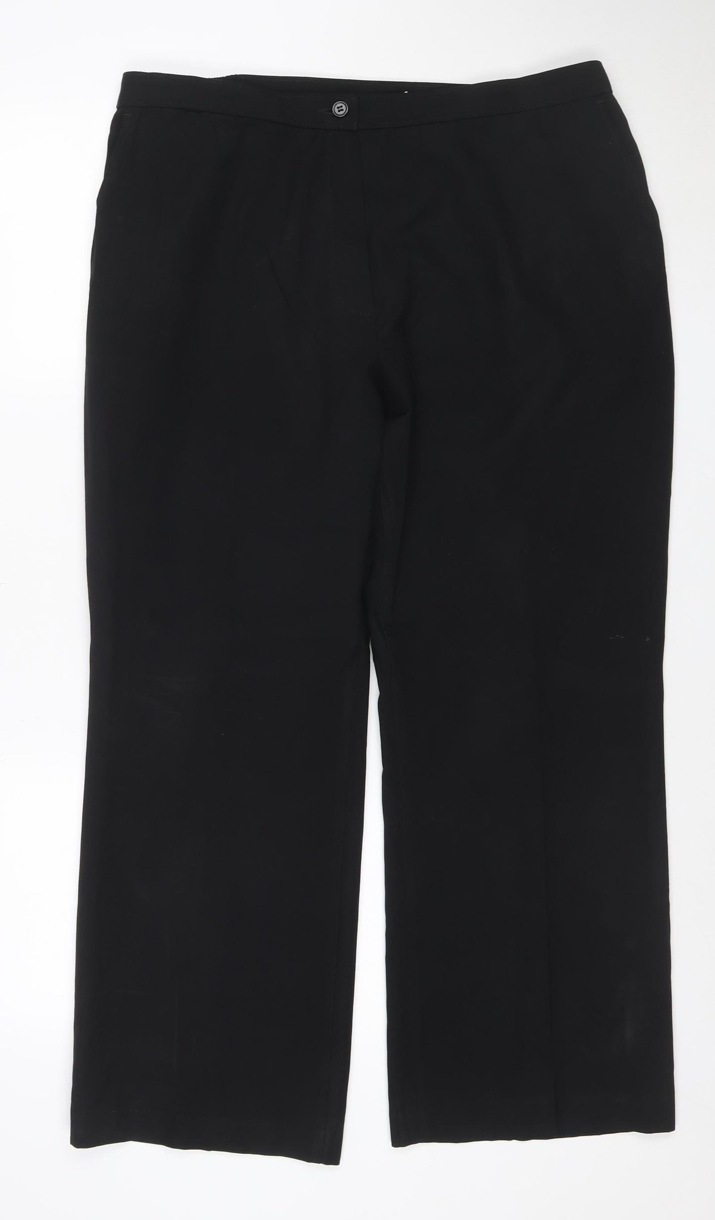 Marks and Spencer Women Black UK 18 Short Polyester Straight Trousers