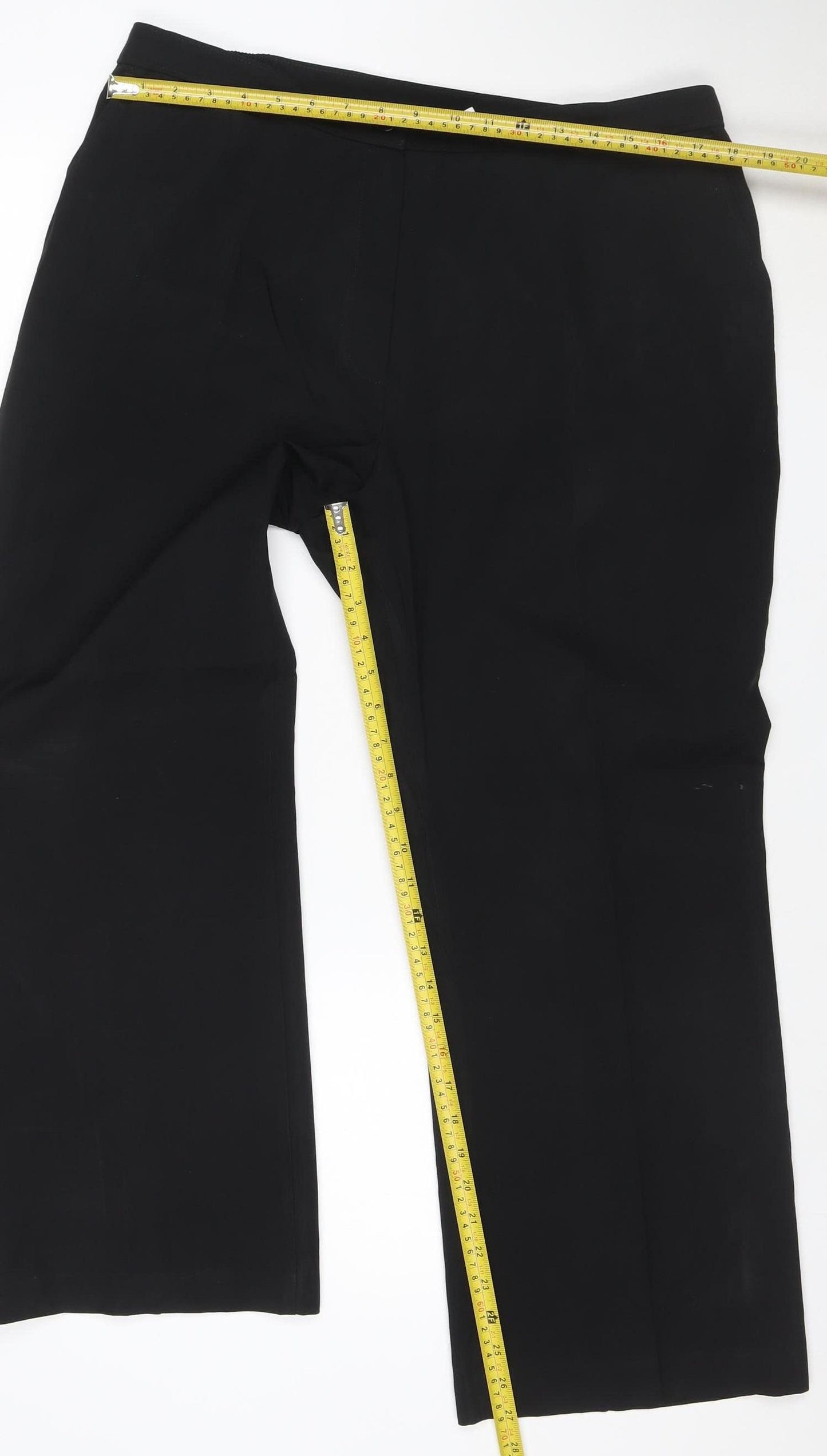Marks and Spencer Women Black UK 18 Short Polyester Straight Trousers