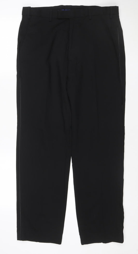 Marks and Spencer Womens Black Wool Blend Regular Dress Pants 34in Waist