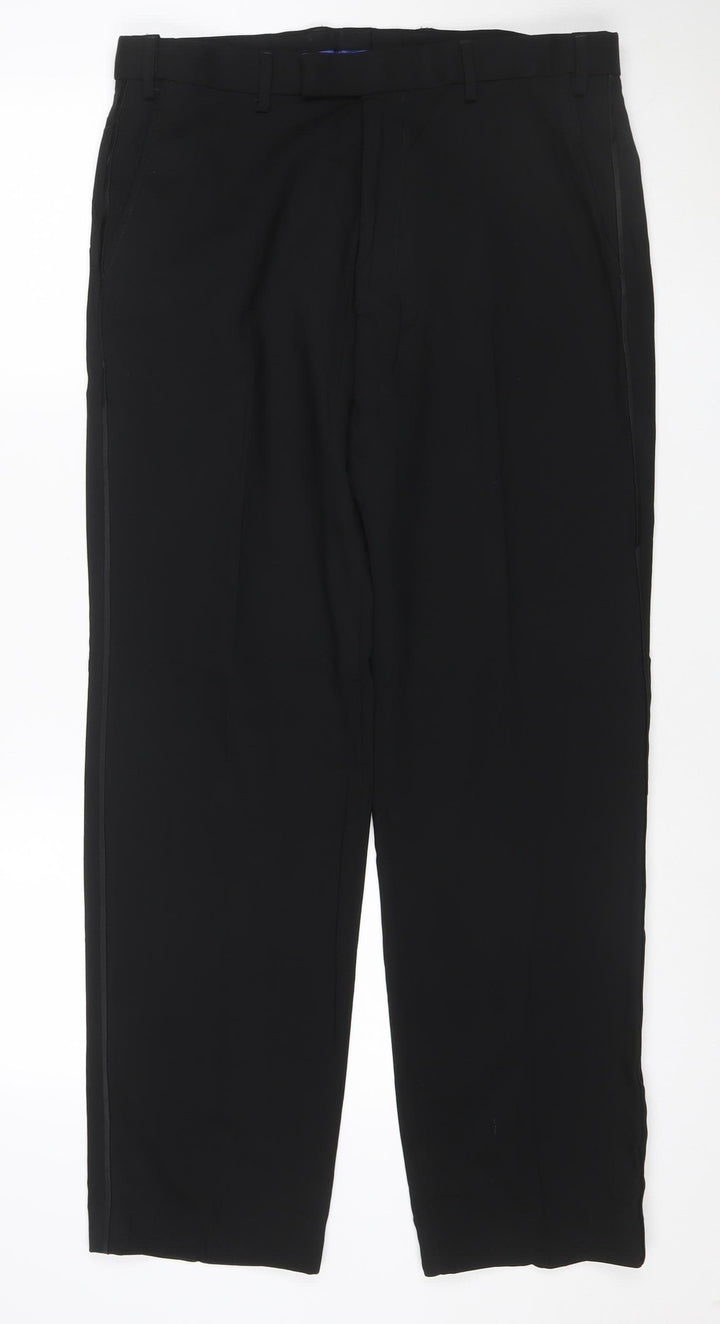 Marks and Spencer Womens Black Wool Blend Regular Dress Pants 34in Waist