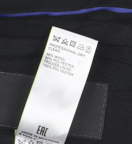 Marks and Spencer Womens Black Wool Blend Regular Dress Pants 34in Waist