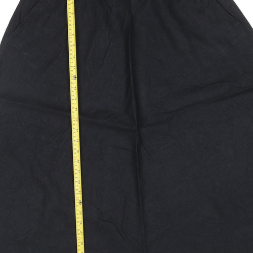 Marks and Spencer Women's Black Linen Blend A-Line Midi Skirt Size 14