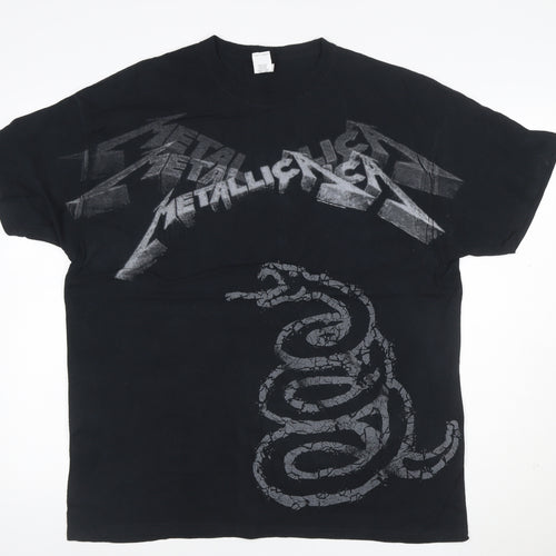 Gildan Men's Black XL Metallica 1991 Band Graphic Heavy Cotton T-Shirt