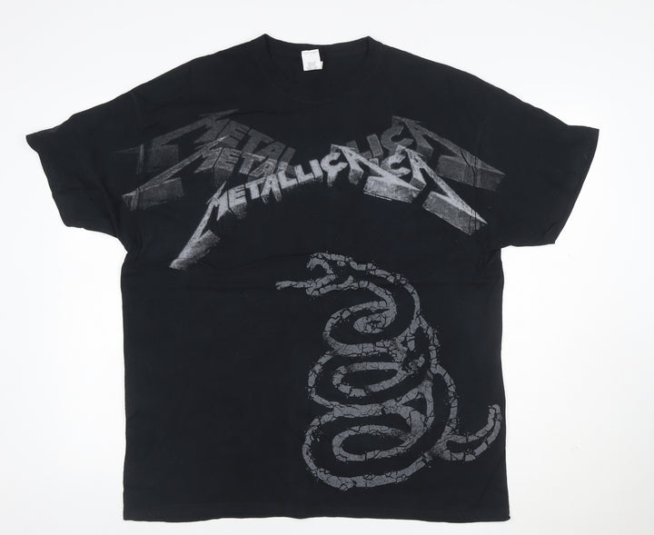 Gildan Men's Black XL Metallica 1991 Band Graphic Heavy Cotton T-Shirt