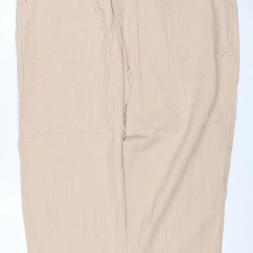 Marks and Spencer Per Una Women’s Beige Linen Blend Cargo Trousers Size 18