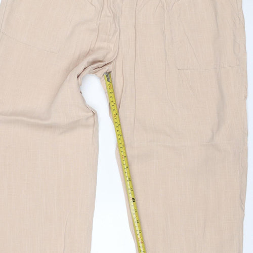 Marks and Spencer Per Una Women’s Beige Linen Blend Cargo Trousers Size 18